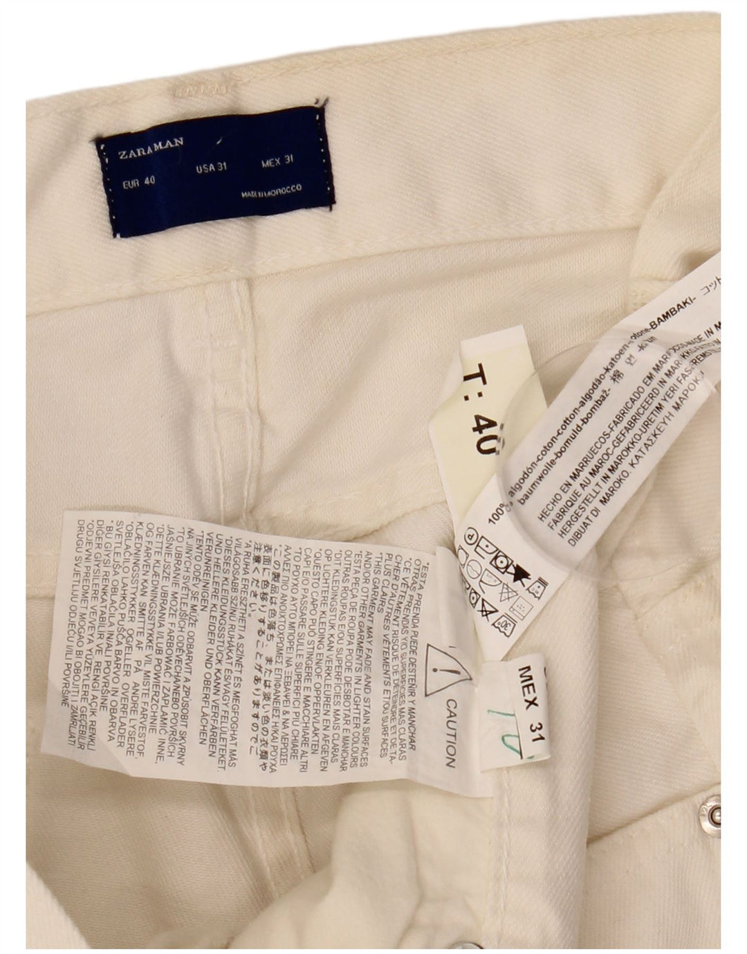 ZARA Slim Jeans til mænd EU 40 Medium W31 L28 Off White Bomuld