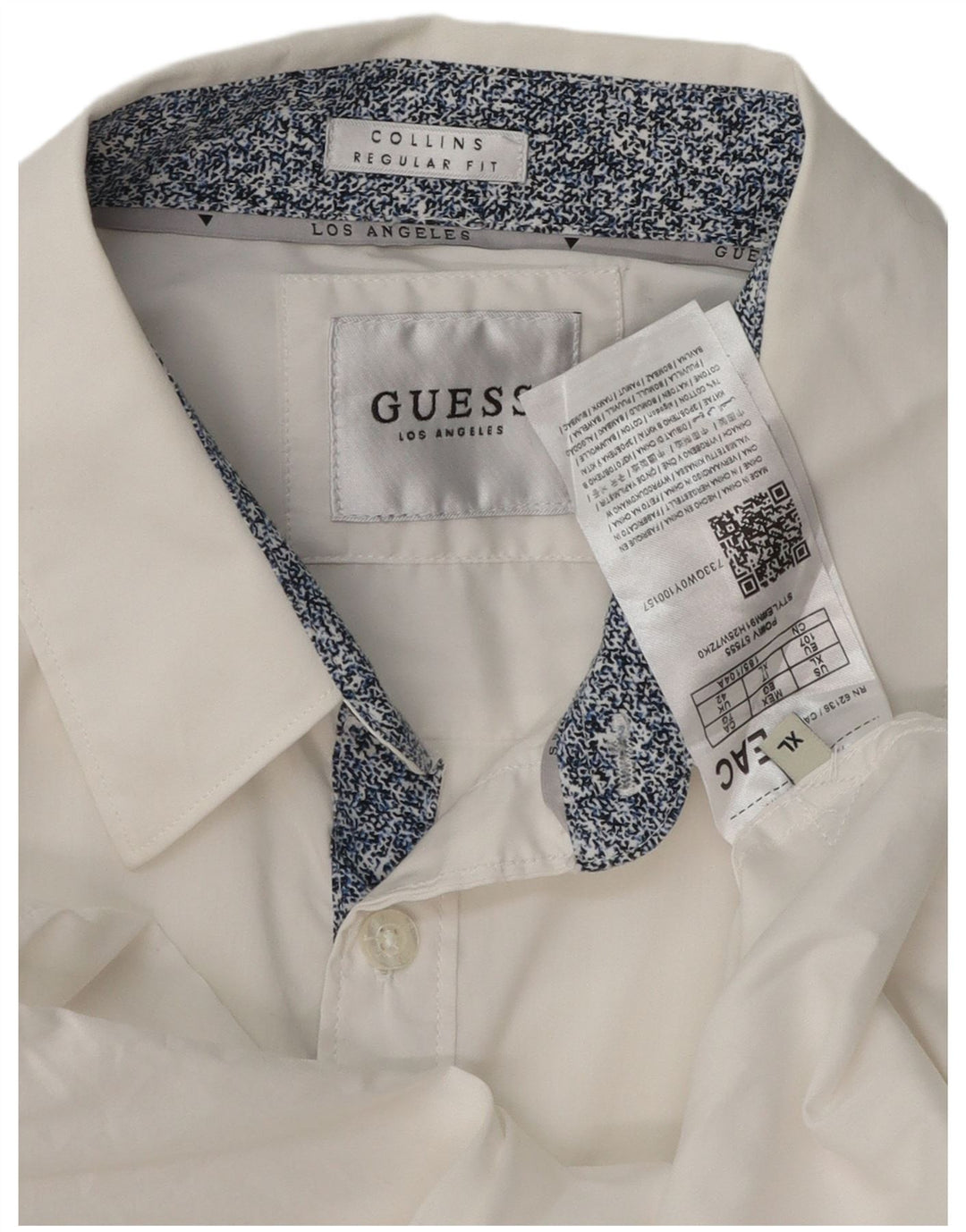 GUESS Mens Regular Fit Shirt XL White Cotton