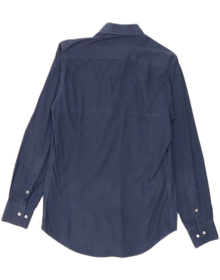 Trussardi herreskjorte str. 39/40 Medium marineblå bomuld