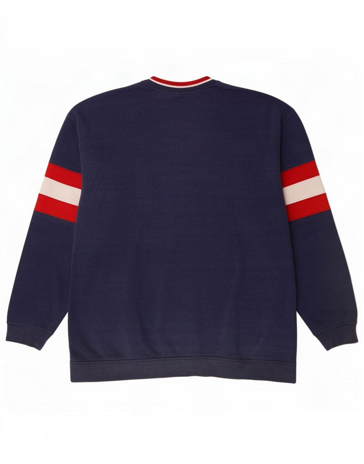 Champion Herre Grafisk Sweatshirt Jumper Medium Marineblå Colourblock Bomuld