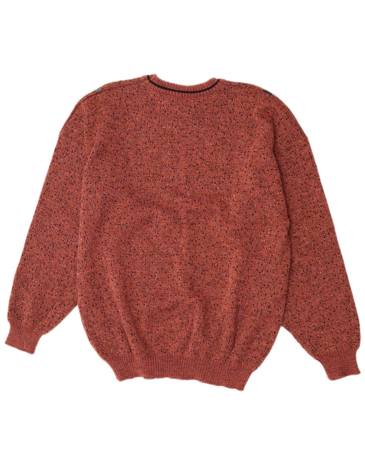 Vintage Herre Crew Neck Jumper Sweater IT 50 Medium Brun Geometrisk Uld
