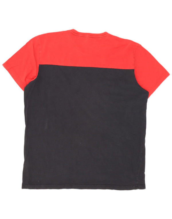Adidas Grafisk T-Shirt Top til mænd XL Rød Colourblock Bomuld