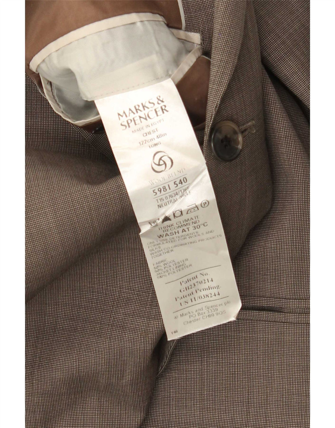 Marks & Spencer Herre 3-knaps blazerjakke UK 48 2XL Beige Uld