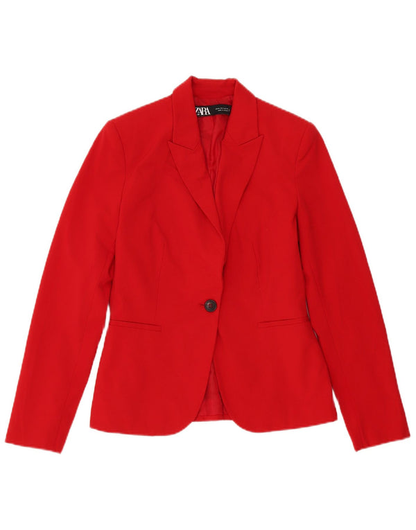 Zara Dame 1 Knap Oversized Blazer Jakke EU 34 2XS Rød Polyester