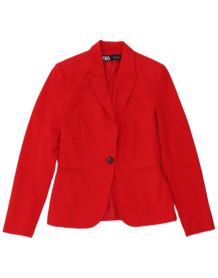 Zara Dame 1 Knap Oversized Blazer Jakke EU 34 2XS Rød Polyester