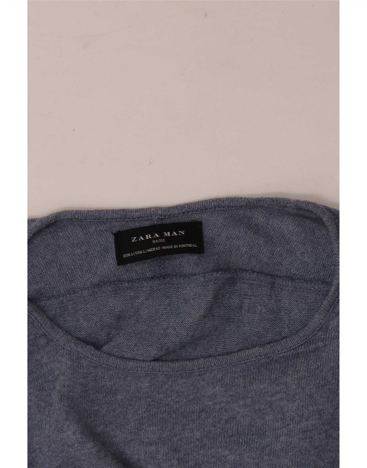 Zara Herre sweater med rund hals, stor blå