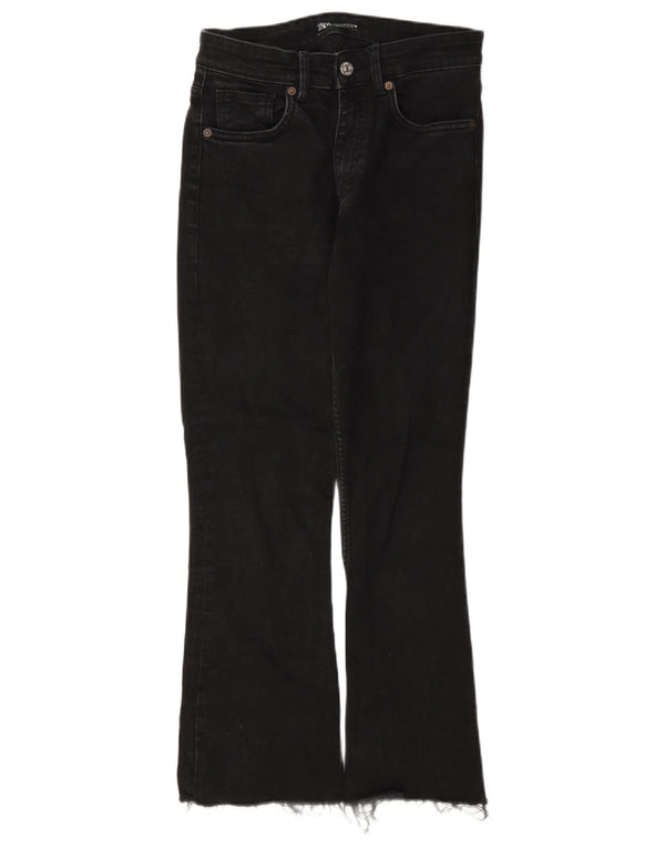 Zara Womens Crop Bootcut Jeans EU 38 Small W28 L26 Black Bomuld