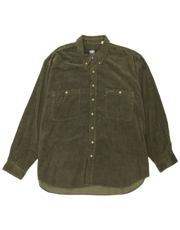 CLASSIC Herre fløjlsskjorte UK 45/46 XL Grøn Bomuld