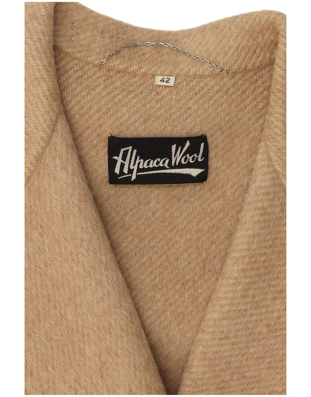 Vintage dobbeltradet frakke til kvinder IT 42 Medium Beige Alpakkauld