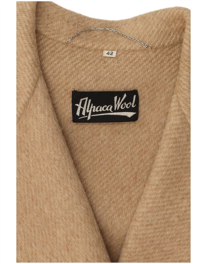 Vintage dobbeltradet frakke til kvinder IT 42 Medium Beige Alpakkauld