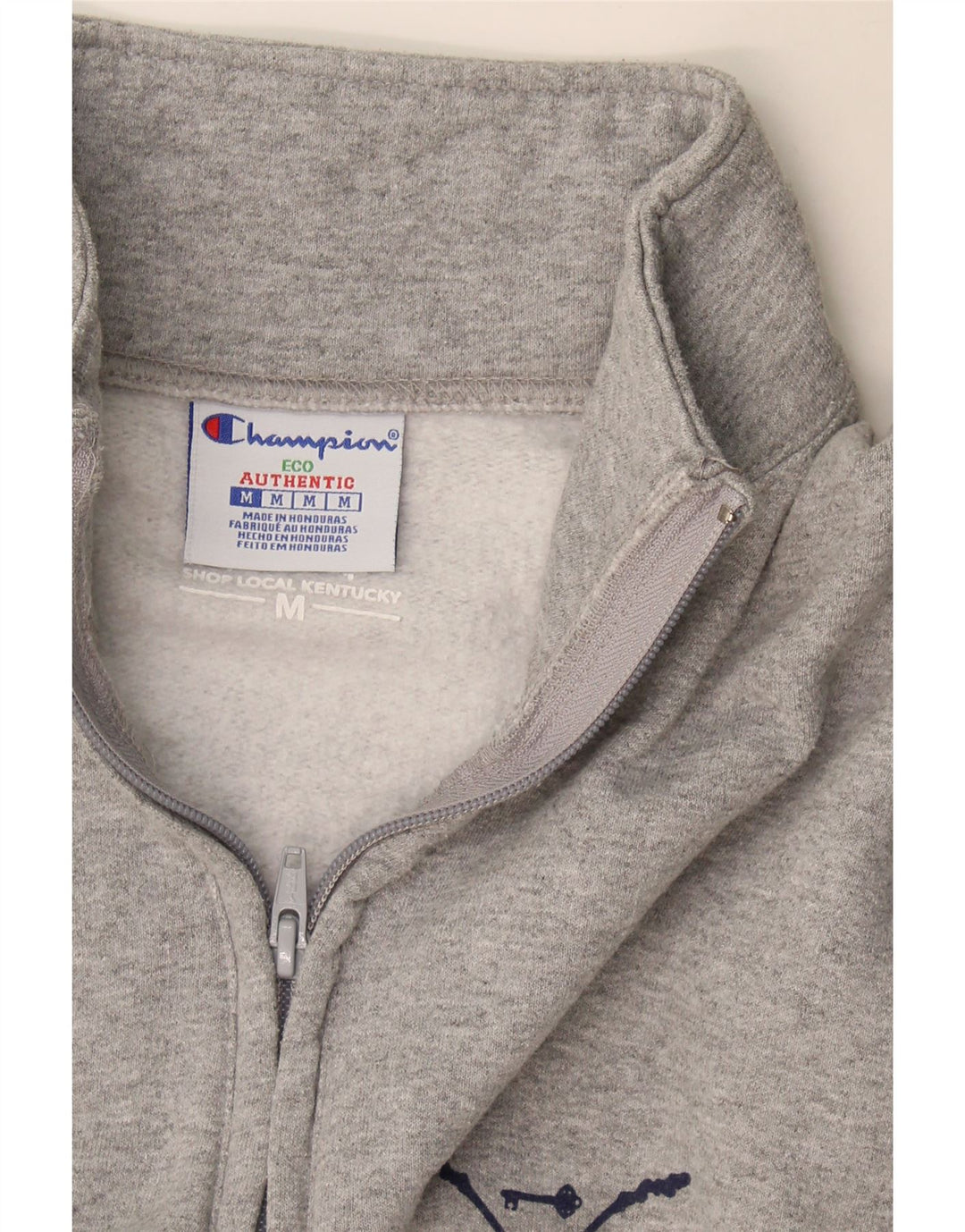 Champion Herre Zip Neck Sweatshirt Jumper Medium Grey Bomuld