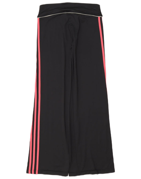 Adidas Womens Wide Leg Tracksuit Trousers UK 10 Small Black Nylon