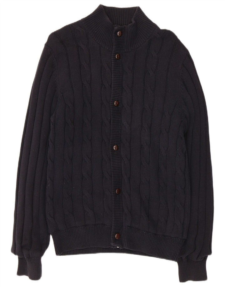 Marks & Spencer Herre Blue Harbor Cardigan Sweater Lille marineblå bomuld