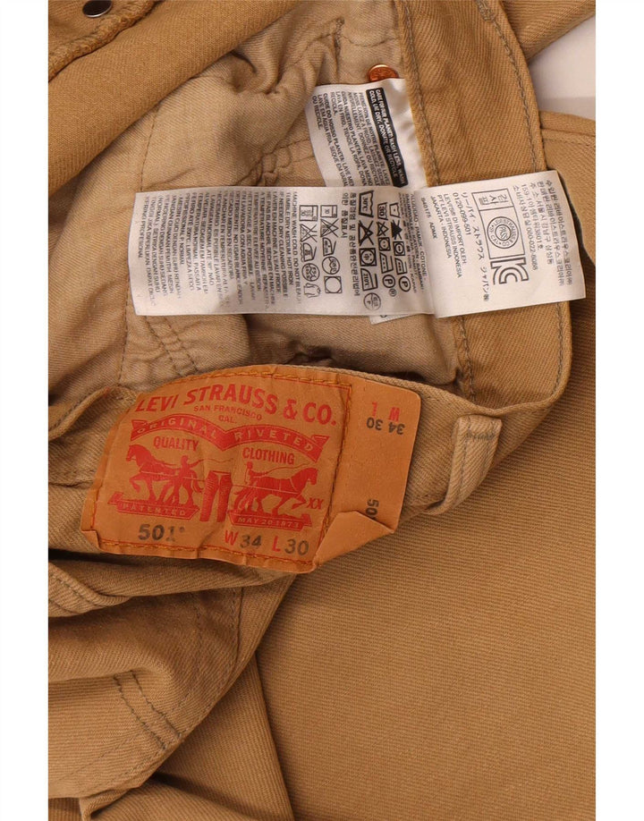 Levi's Herre 501 Stretch Straight Jeans W34 L30 Brun Bomuld
