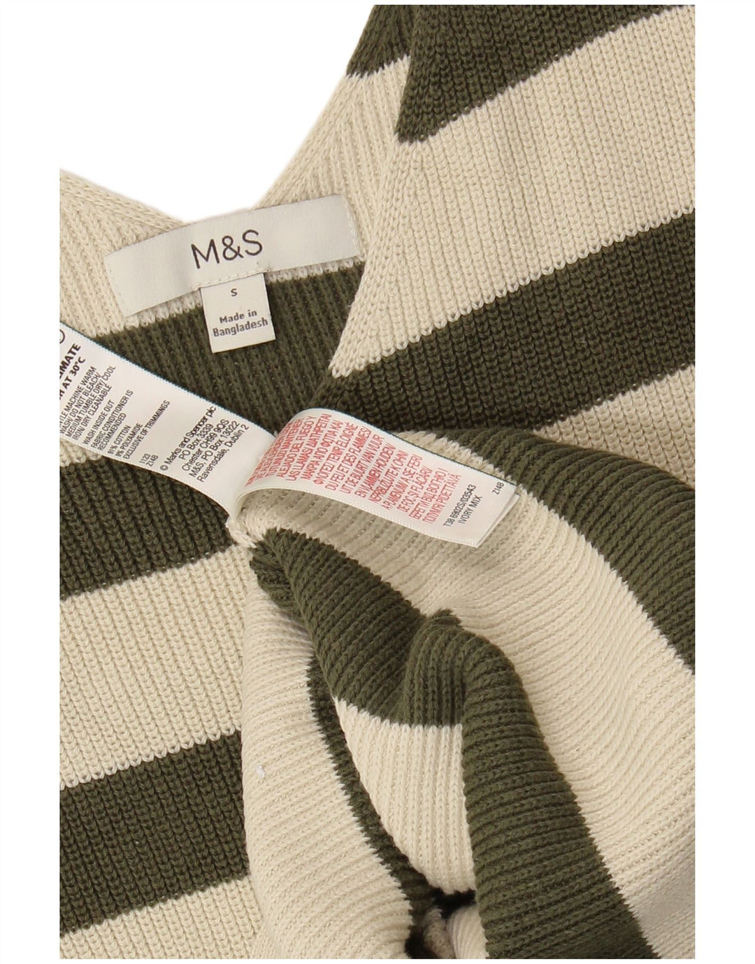 MARKS & SPENCER Womens Jumper Dress UK 10 Small Off White Striped