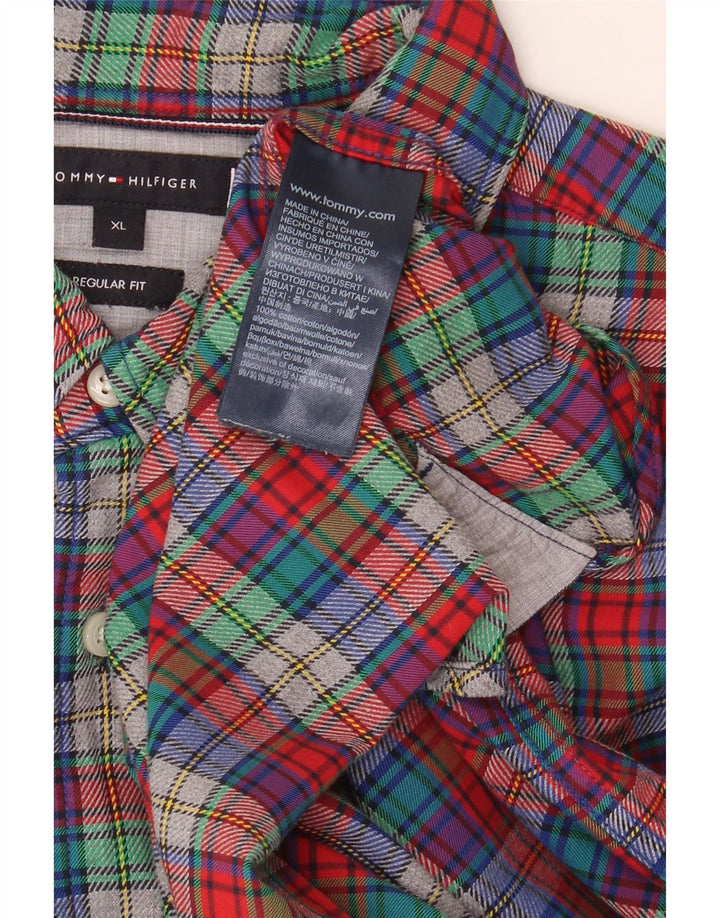 TOMMY HILFIGER Mens Regular Fit Shirt XL Multicoloured Plaid Cotton