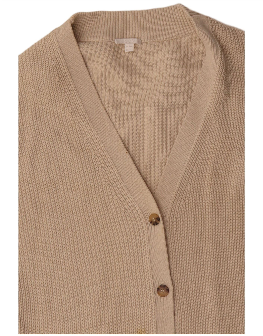 COS Womens Longline Oversized Cardigan Sweater UK 14 Medium Beige Bomuld