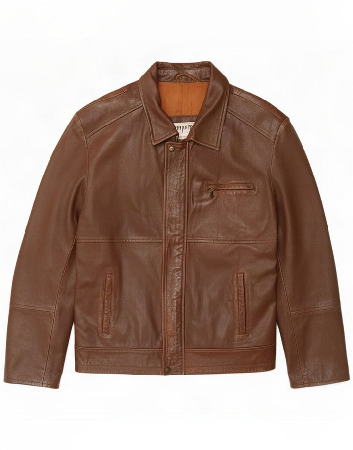 Michel Herre Læderjakke IT 56 3XL Brun