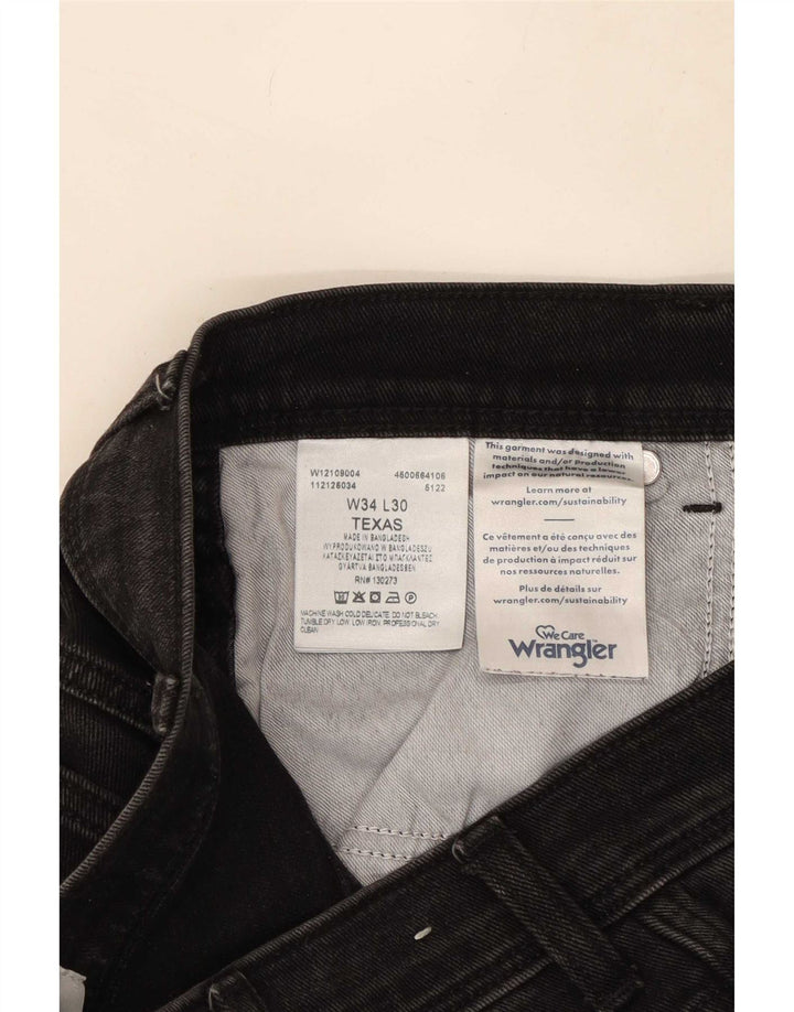 Wrangler Herre Texas Straight Jeans W34 L30 Sort Bomuld