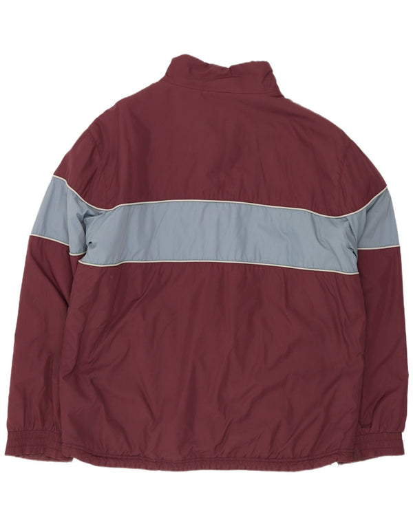 Fila Herre grafisk polstret jakke UK 40 Large Burgundy Colourblock Nylon