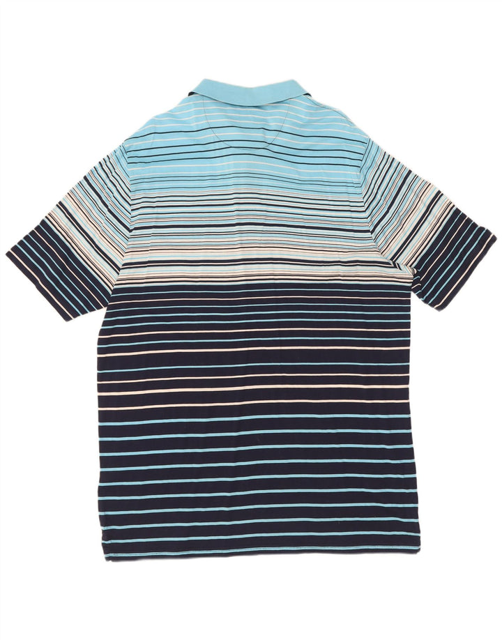 Marks & Spencer herre poloshirt XL blå stribet bomuld