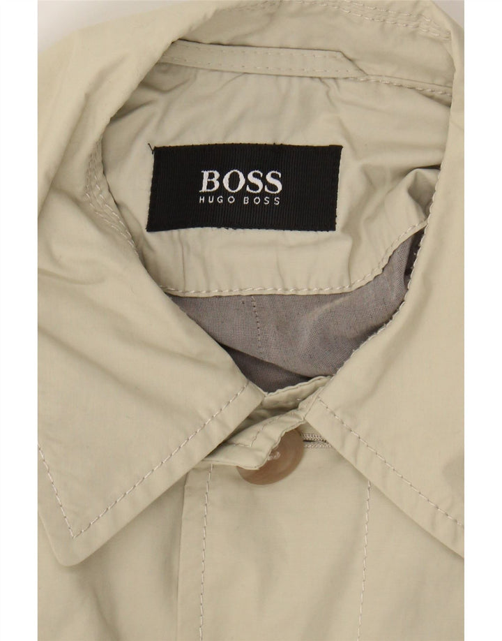 HUGO BOSS Mens Overcoat IT 54 2XL Beige Cotton Vintage Hugo Boss and Second-Hand Hugo Boss from Messina Hembry 