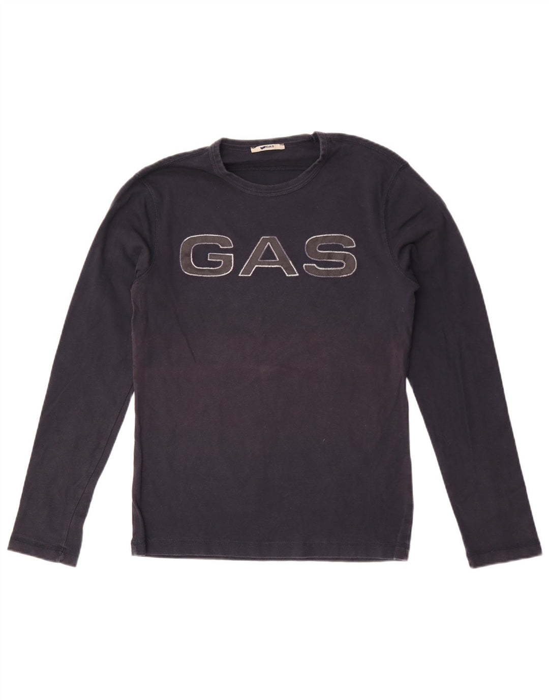 Gas Dame Grafisk Top Langærmet UK 12 Medium Navy Blue Bomuld