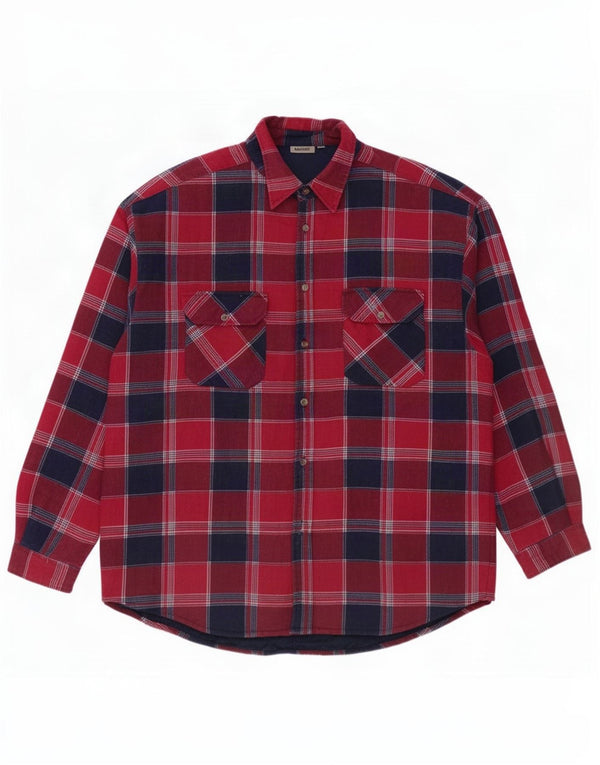 Identisk skovhugger flannelskjorte til mænd Størrelse 45/46 2XL Bordeaux ternet bomuld