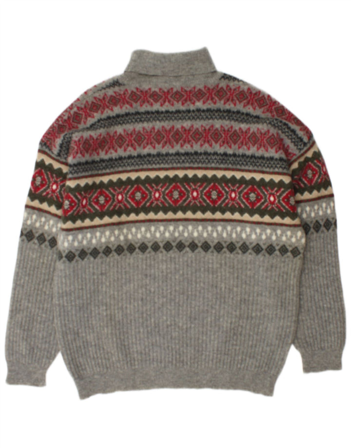 Stefanel Herre rullehals sweater XL Grå Fair Isle