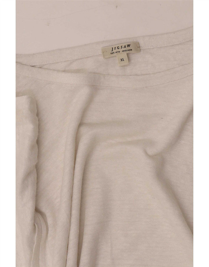 Jigsaw Dame T-Shirt Top UK 18 XL Hvid