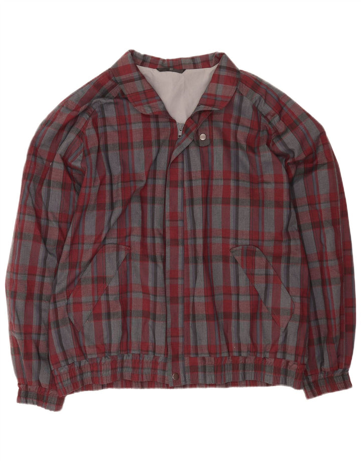 Vintage bomberjakke til mænd UK 42 XL rødternet polyester