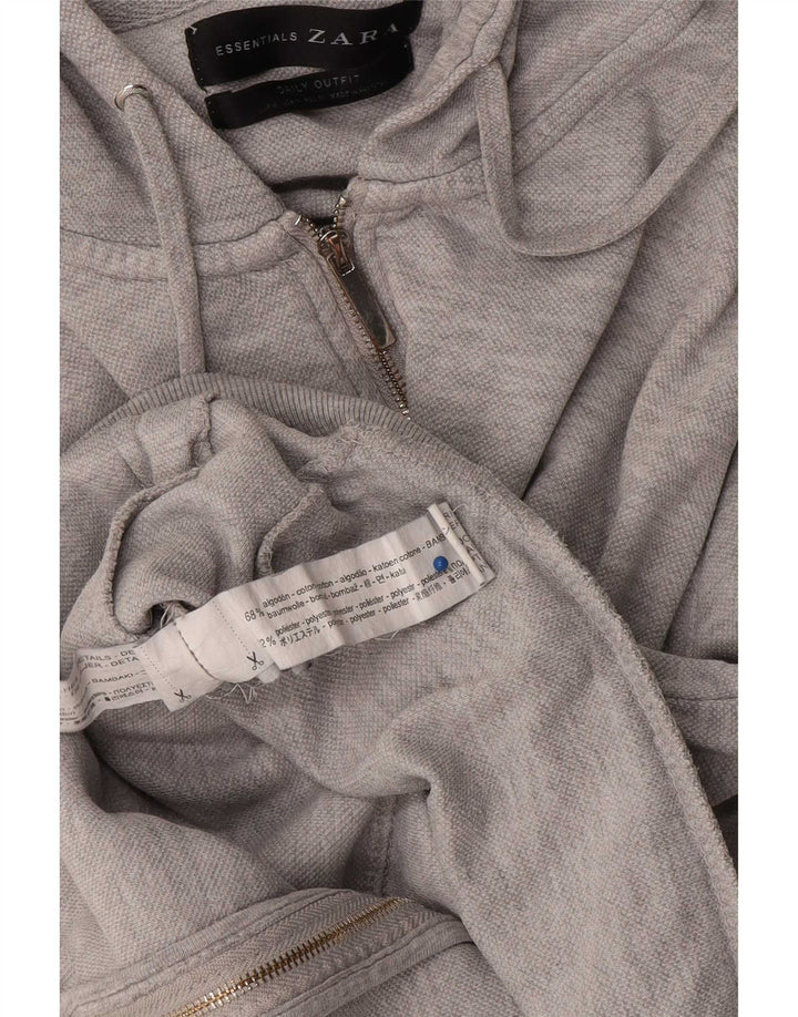 Zara Dame Hættetrøje Sweater UK 12 Medium Grey Bomuld