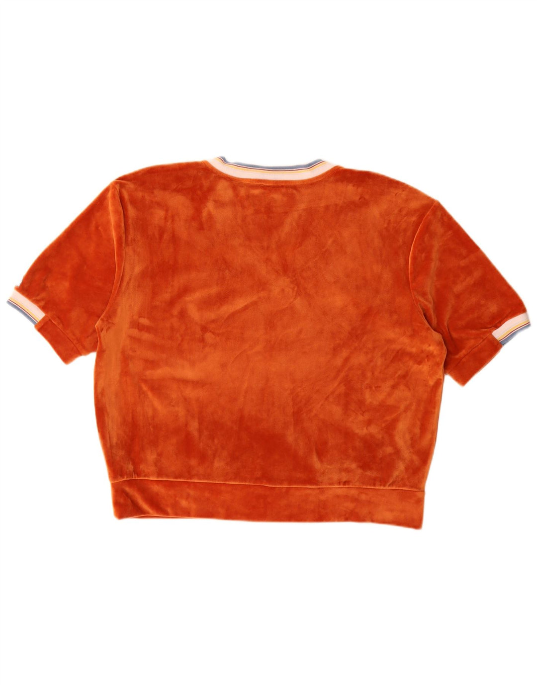 Benetton Womens Velvet Oversized Bluse Top UK 16 Large Orange Polyester