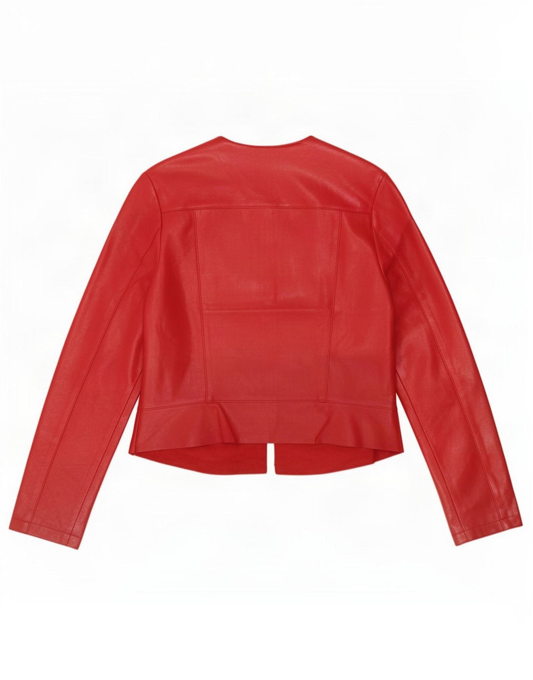 Zara Womens Crop imiteret læderjakke UK 12 Medium Rød Polyester