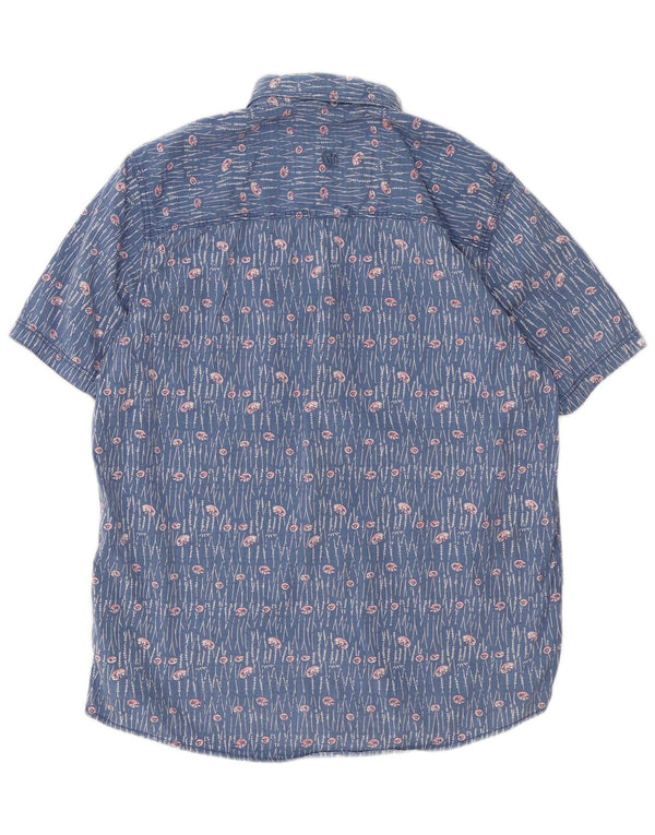 Fat Face Kortærmet Herre Klassisk Fit skjorte Medium Blue Floral Bomuld