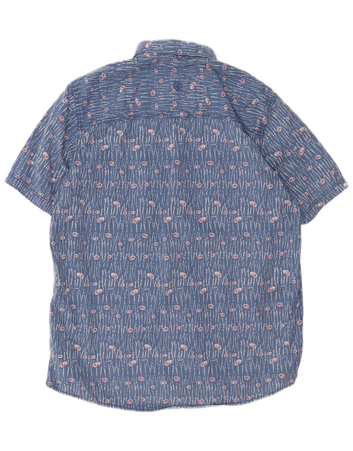 Fat Face Kortærmet Herre Klassisk Fit skjorte Medium Blue Floral Bomuld