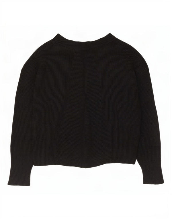 Zara Dame Oversized Boat Neck Jumper Sweater UK 10 Small Black