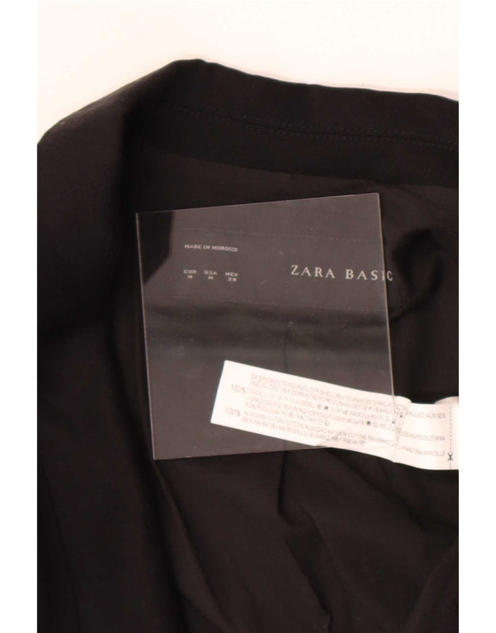Zara Dame 3/4 ærmet åben blazerjakke UK 14 Medium Sort Lyocell