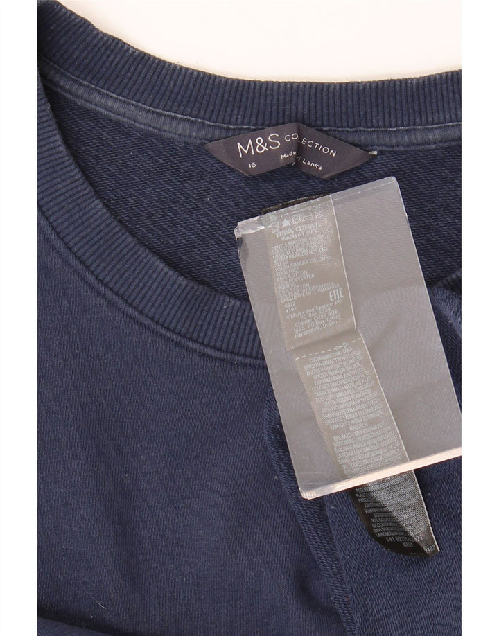 Marks & Spencer Dame Sweatshirt Jumper UK 16 Stor marineblå bomuld
