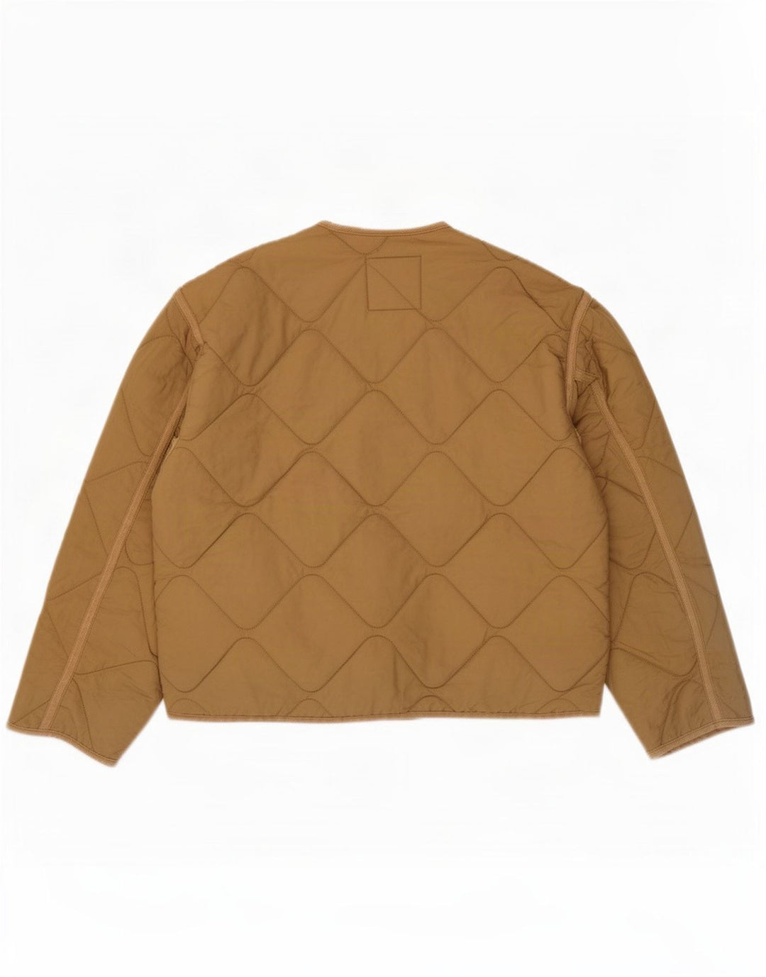Zara Dame Oversized Quiltet Jakke UK 10 Small Beige Polyester