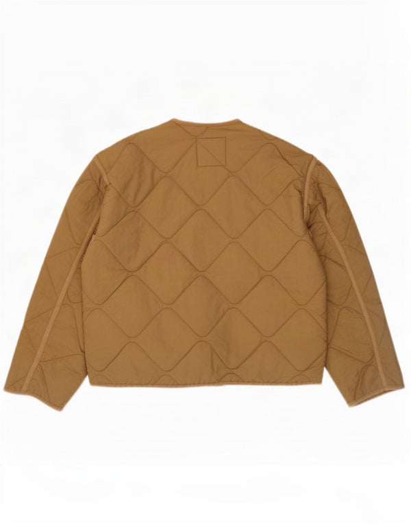 Zara Dame Oversized Quiltet Jakke UK 10 Small Beige Polyester