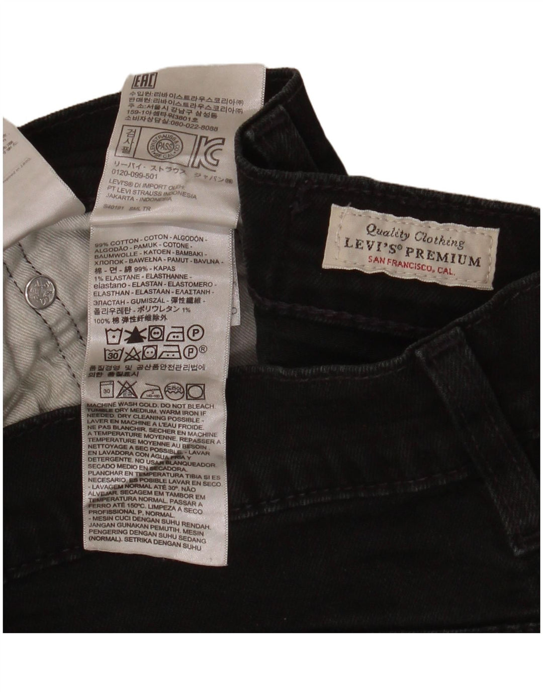 Levi's skinny jeans til kvinder W28 L30 sort bomuld