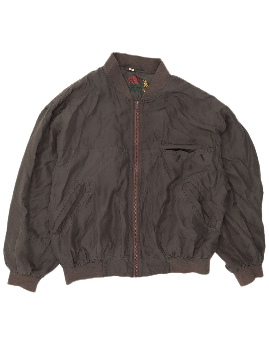 Vintage Bomberjakke til mænd UK 38 Medium Grey Silke