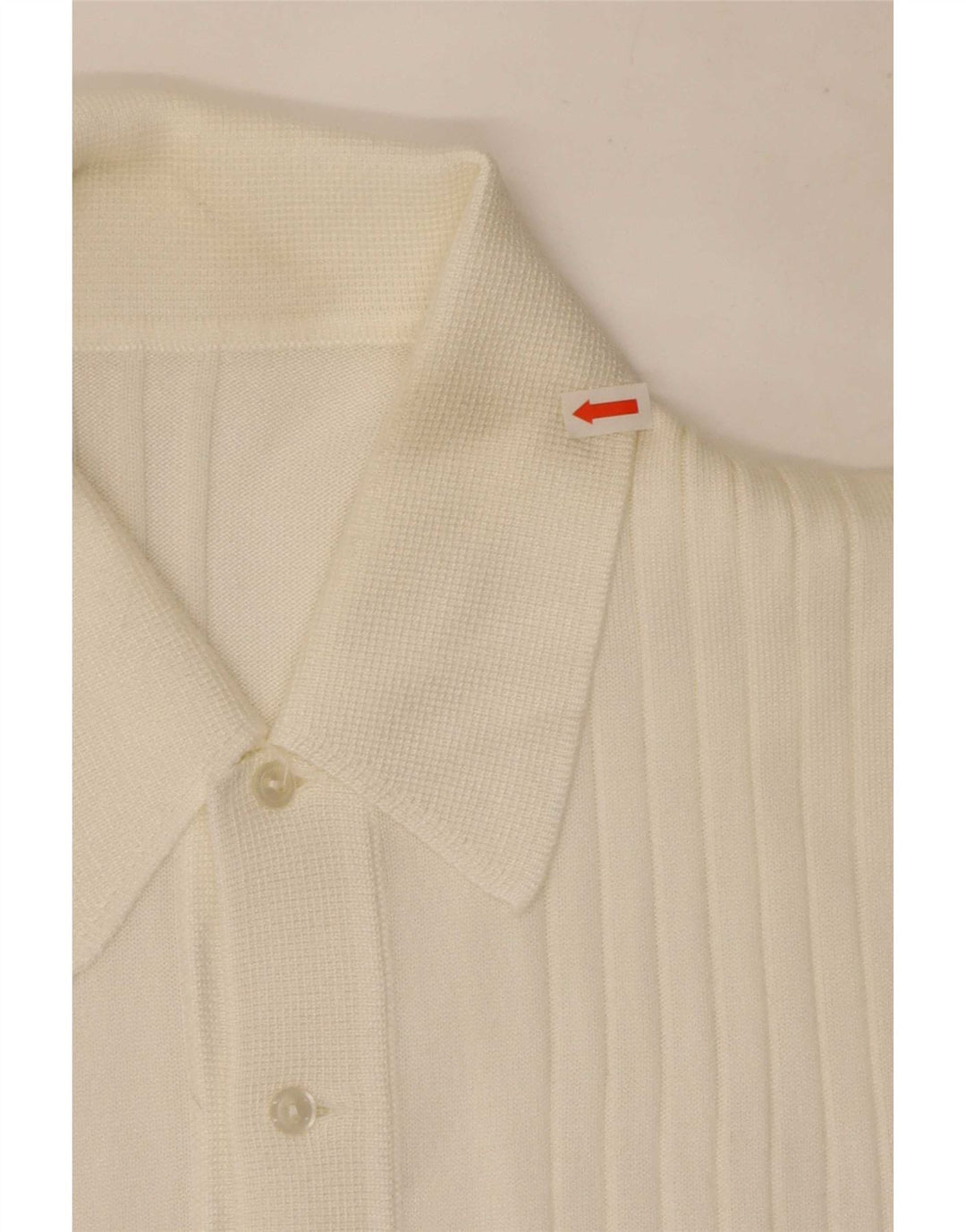 Vintage Herre Kortærmet Polo Neck Jumper Sweater Medium White