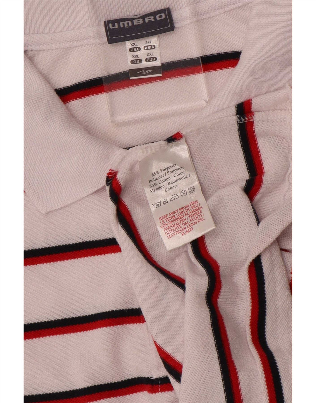Umbro Herre Polo Shirt 2XL Hvidstribet polyester