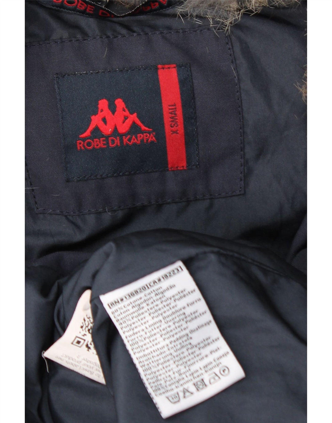 KAPPA polstret hættejakke til kvinder UK 6 XS marineblå bomuld