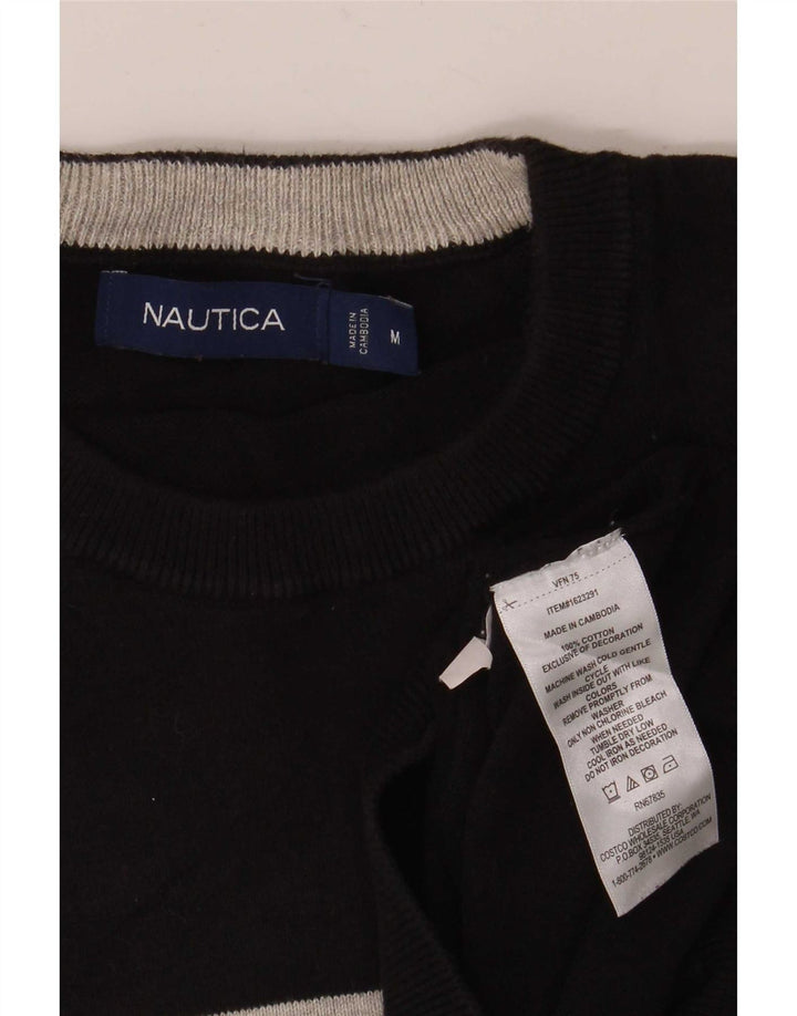 Nautica Herre trøjetrøje med rund hals mellem sort stribet bomuld