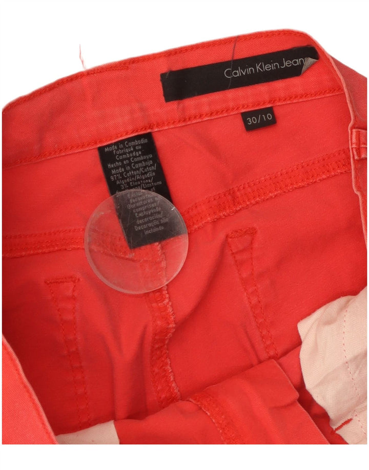 Calvin Klein Dame Slim Fit Cropped Trousers US 10 Medium W30 L26 Red