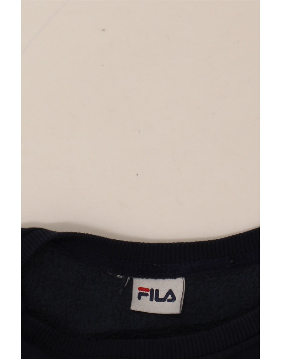FILA Graphic Sweatshirt Jumper UK 12 Medium Navy Blue Colourblock
