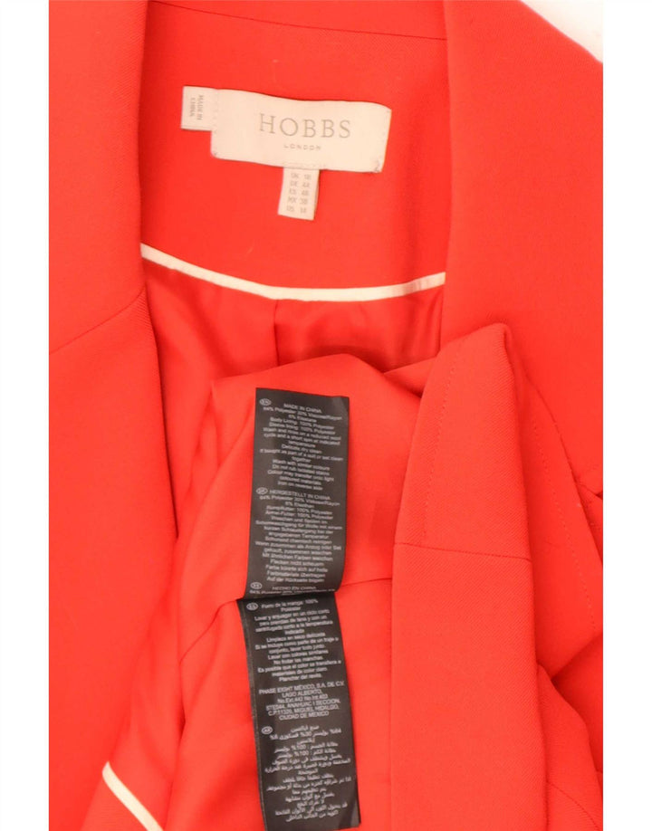 Hobbs Dame 1 Knap Blazer Jacket UK 18 XL Rød Polyester